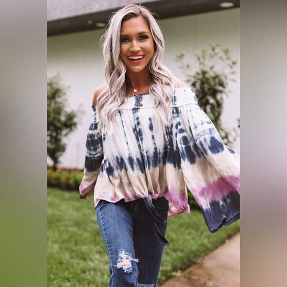 #15 Tie Dye Off Shoulder Top - Picture 2 of 8